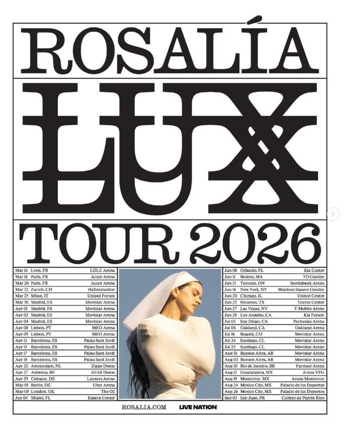 Lux Tour, Rosalía Instagram Lux Tour, Rosalía Instagram