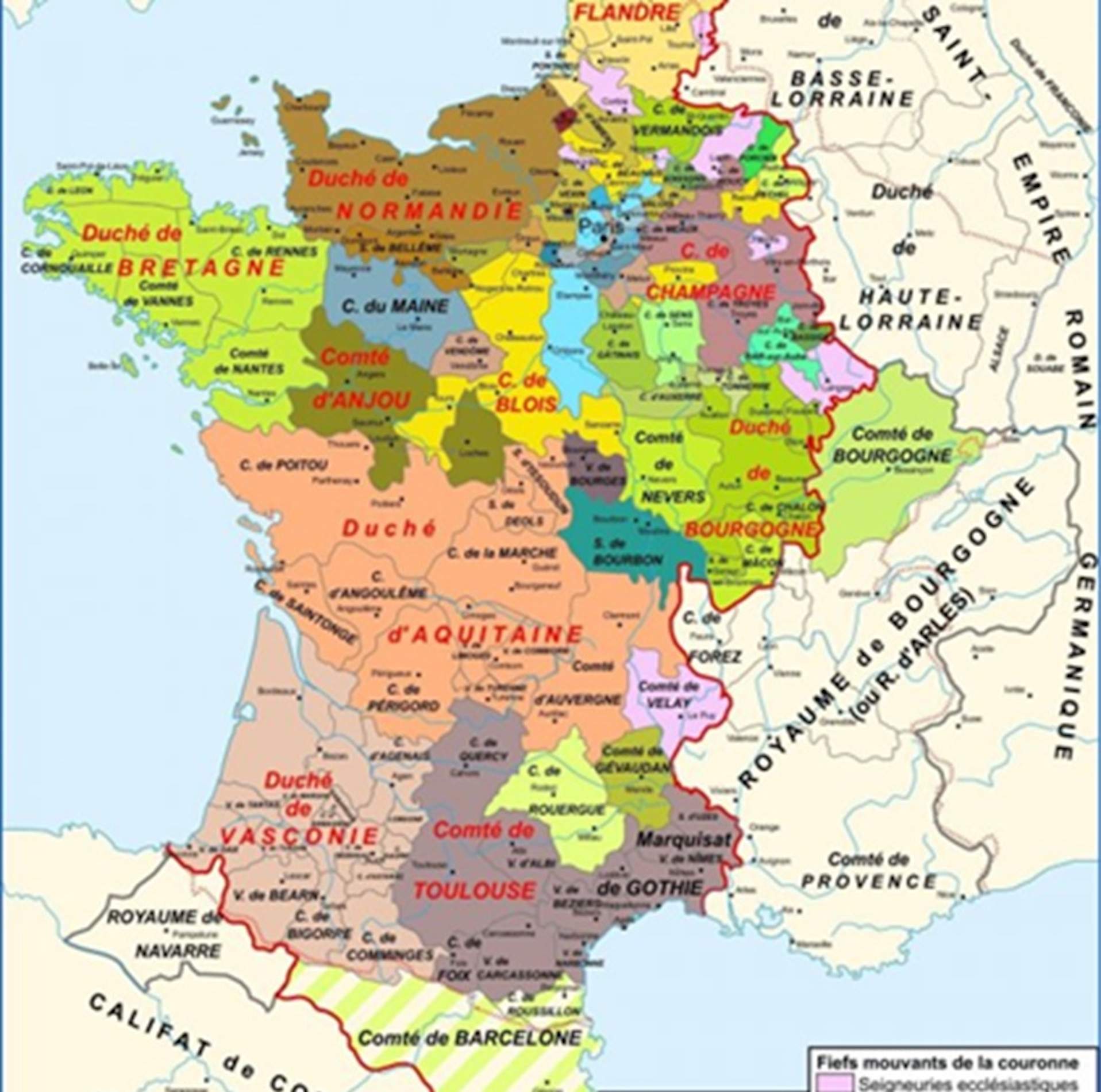 Mapa del reino de Francia alrededor del año 1000. Fuente Atlas Histórico William Shepherd Mapa del reino de Francia alrededor del año 1000. Fuente Atlas Histórico William Shepherd