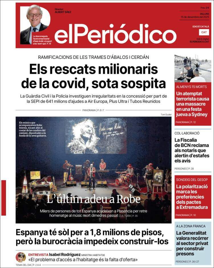El Periodico, 15 desembre 2025 El Periodico, 15 desembre 2025