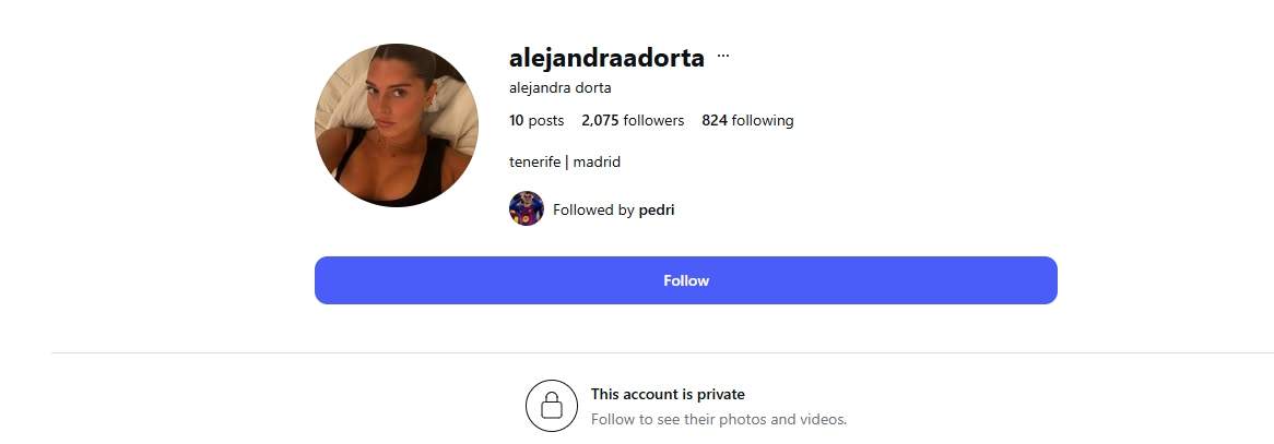 Perfil privat d'Alejandra Dorta, nòvia de Pedri Instagram Perfil privat d'Alejandra Dorta, nòvia de Pedri Instagram