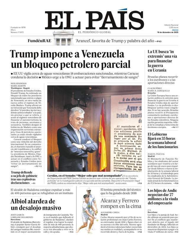 El Pais, 18 dsembre 2025 El Pais, 18 dsembre 2025