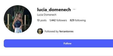 El perfil de Lucia Domenech, novia de Ferran Torres Instagram El perfil de Lucia Domenech, novia de Ferran Torres Instagram