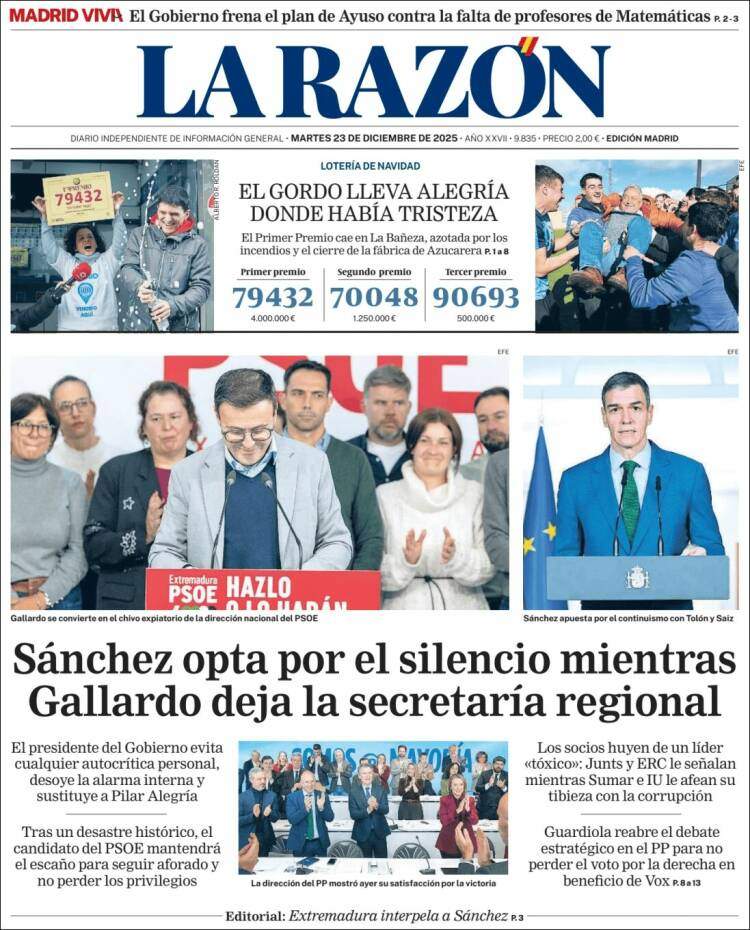 La Razon, 23 desembre 2025