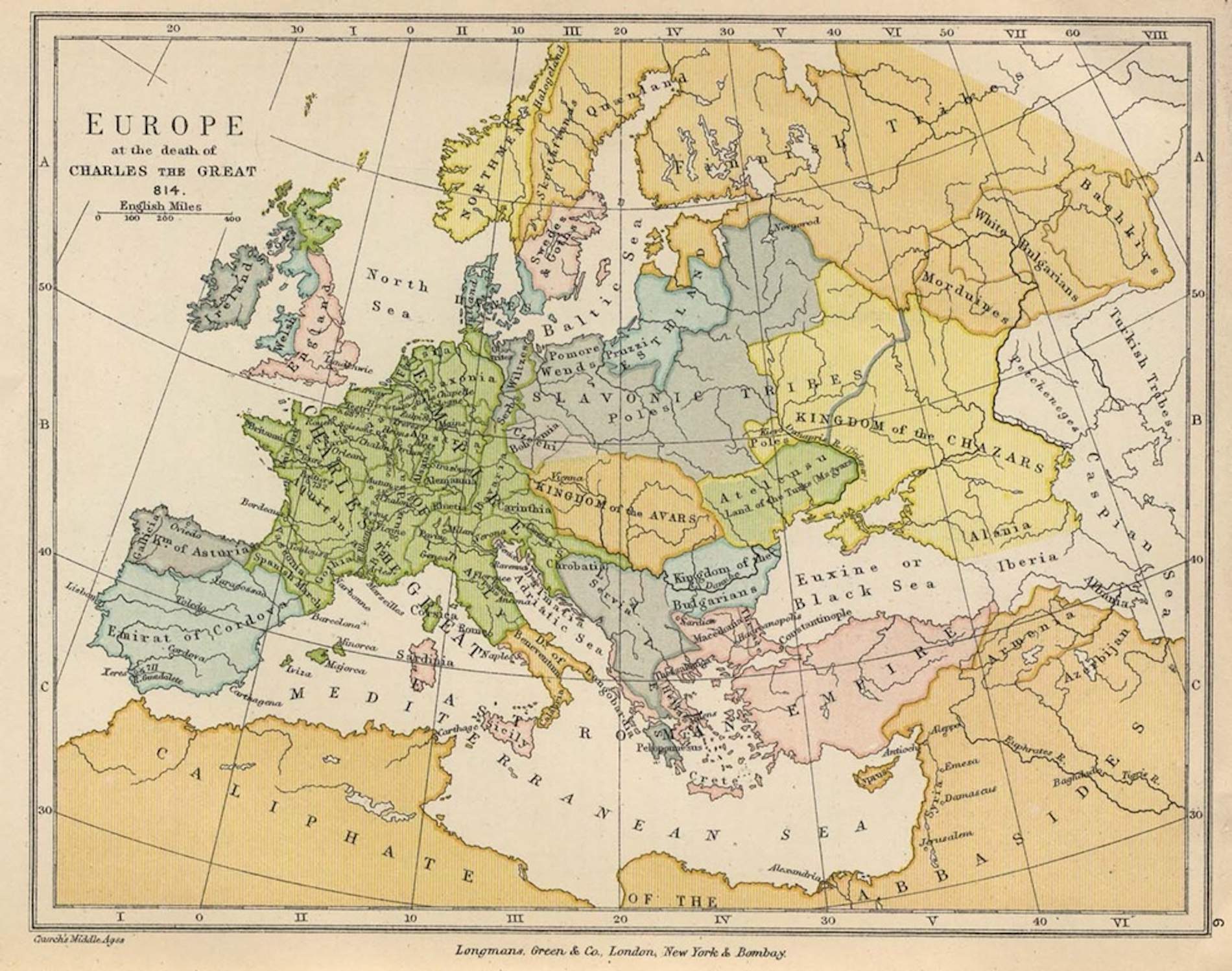 Mapa de l'Europa carolingia. Font Universitat de Texas