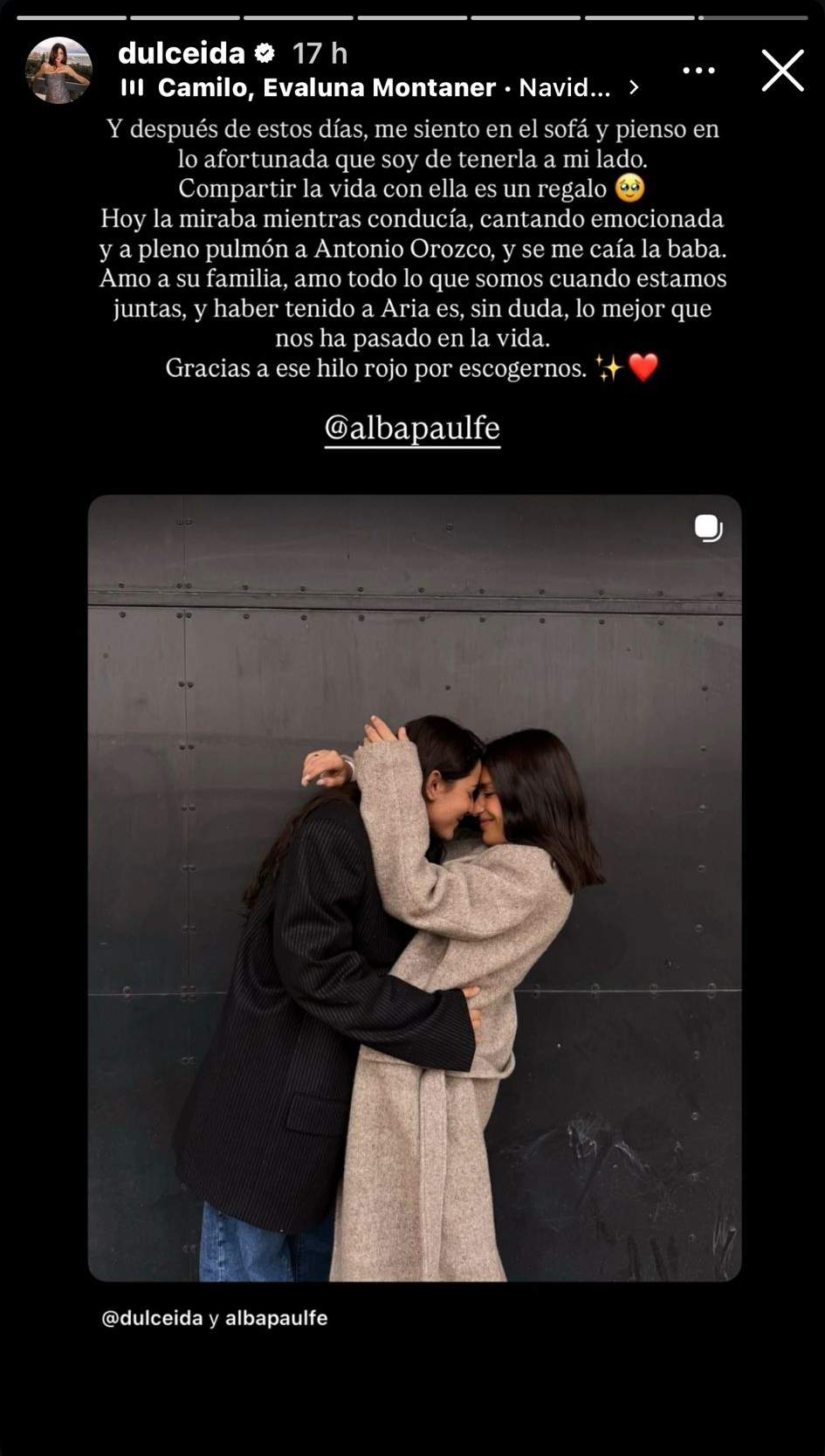 La dedicatòria d'amor de Dulceida a Alba Paúl   Instagram