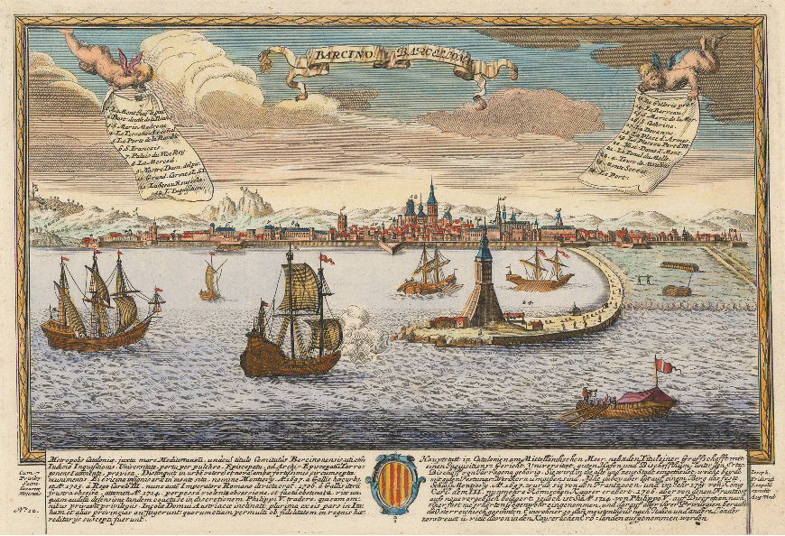 Grabado de Barcelona (1720). Fuente Wikipedia