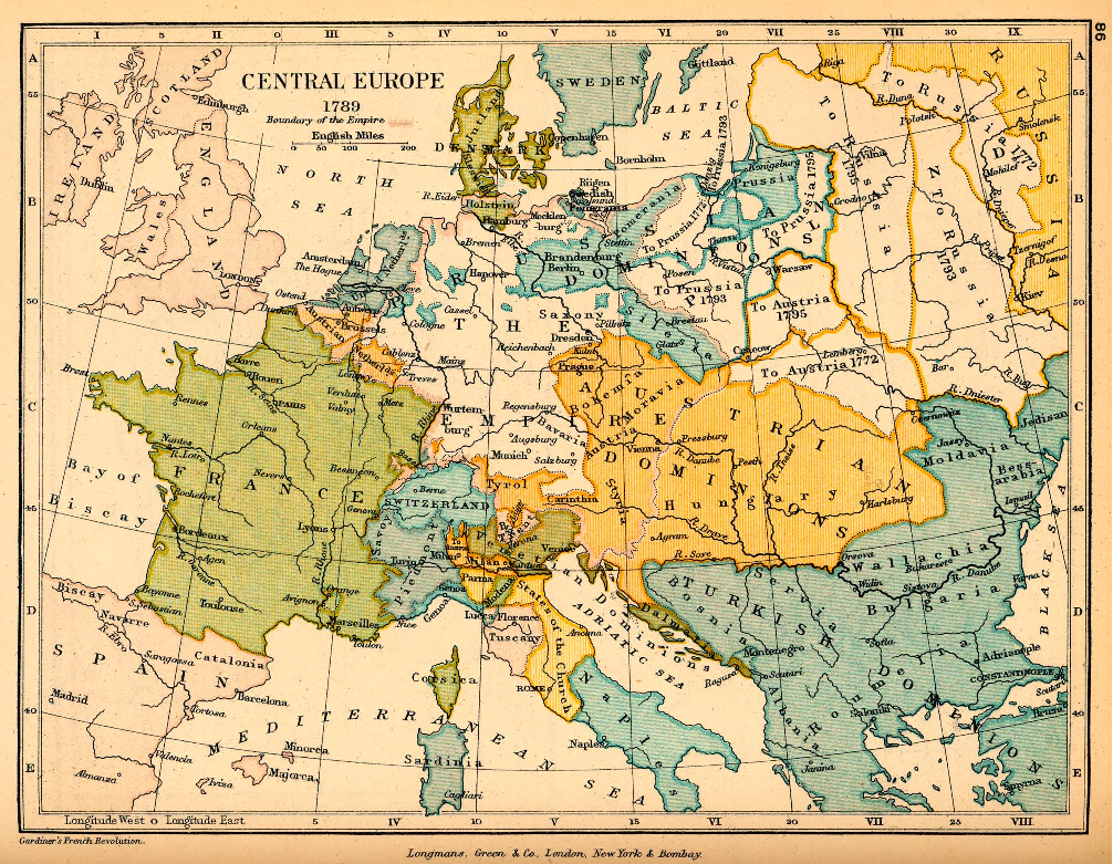Mapa de Europa de 1789. Font The Public Schools Historical Atlas. Charles Colbeck (1905)