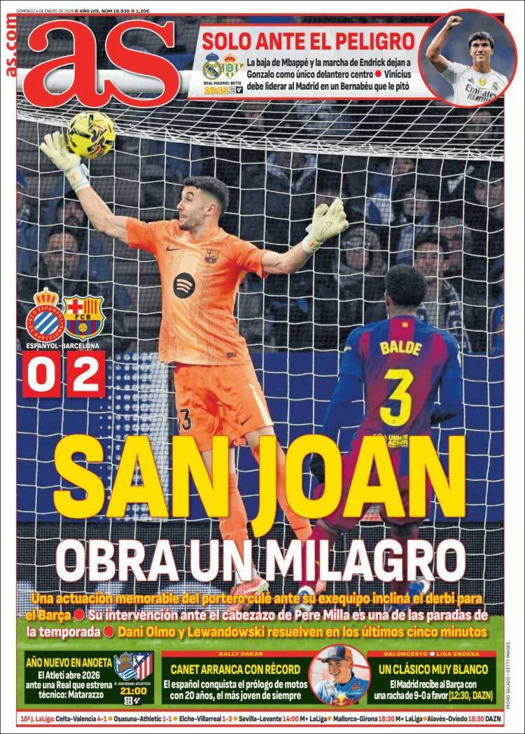 AS, portada del 04/01/2026