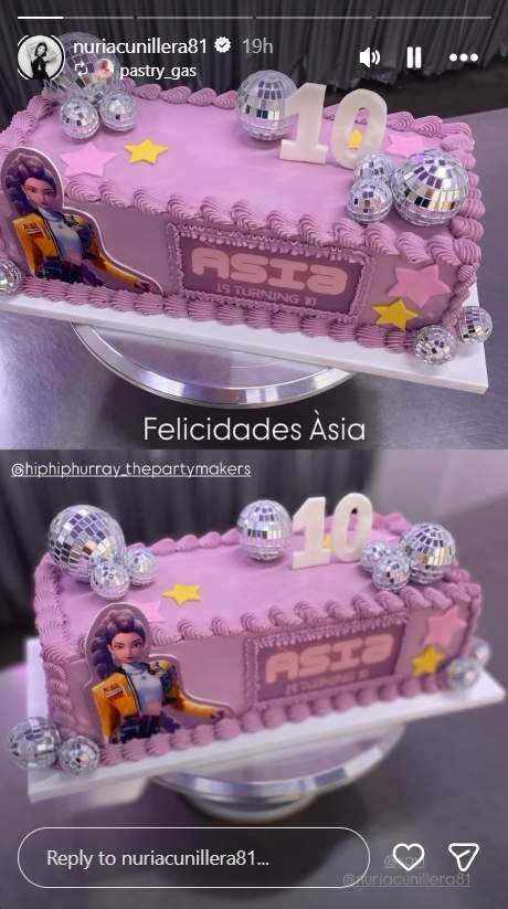 El pastel de cumpleaños de Asia, 10 años   Instagram
