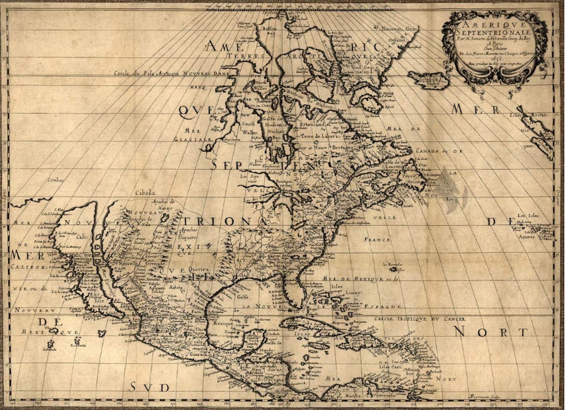 Mapa d'Amèrica del Nord (segle XVII). Font Bibliothèque Nationale de France