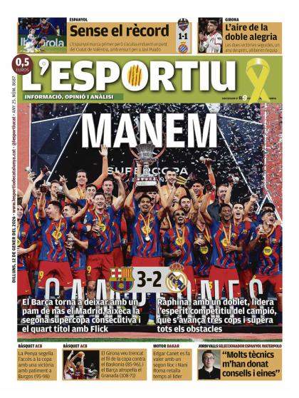 L'Esportiu portada 12 01 2026 L'Esportiu portada 12 01 2026