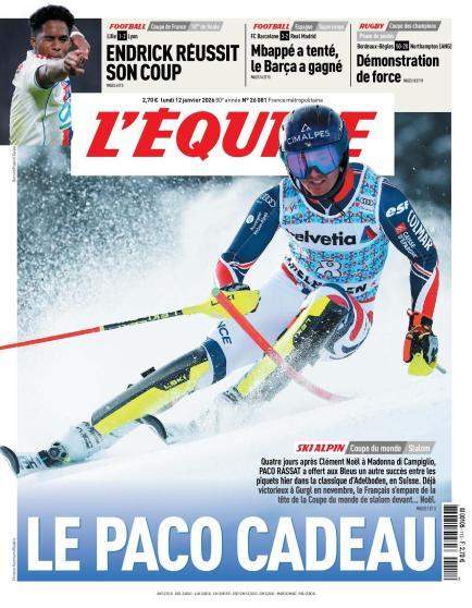 L'Équipe portada 12 01 2026 L'Équipe portada 12 01 2026
