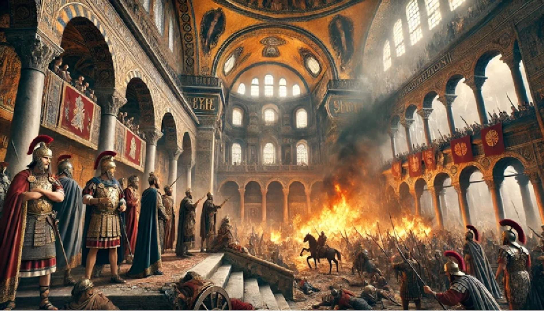 Estalla la revuelta de Nika, que pondría la Roma oriental al borde del colapso