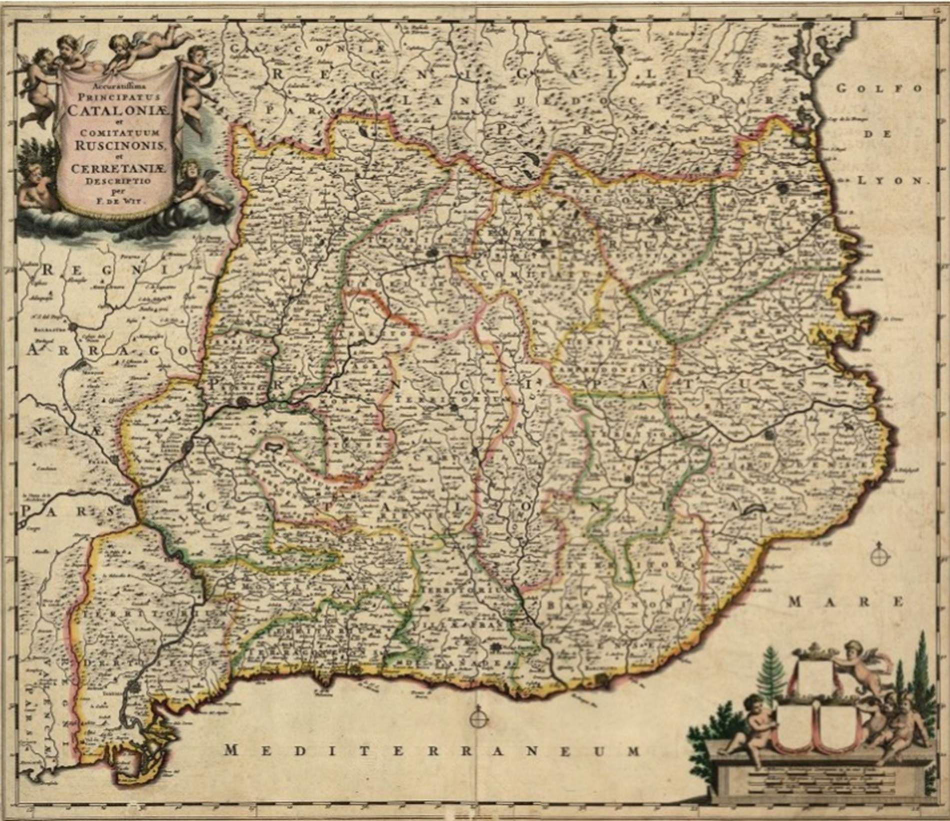 Mapa de Catalunya (segle XVII). Font Institut Cartografic de Catalunya