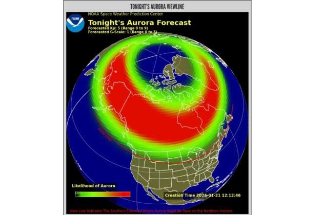 Aurora Boreal previsió NOAA