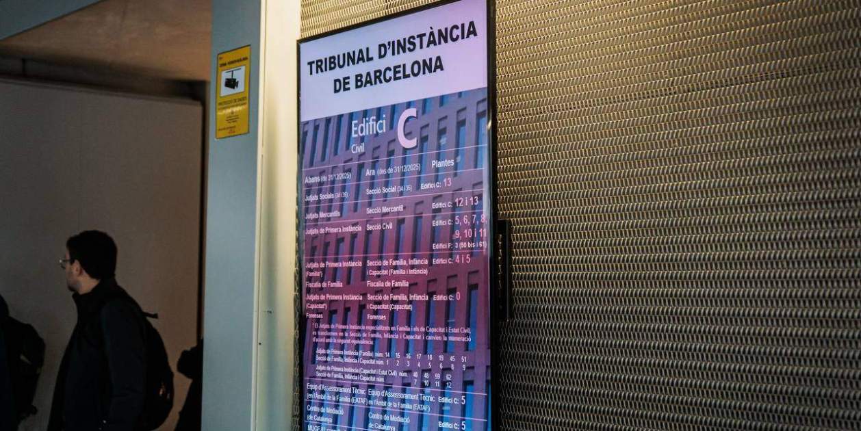 Ciutat de la Justícia de Barcelona. Imatge d'una pantalla dels nous tribunals. Foto: Depart. Justícia