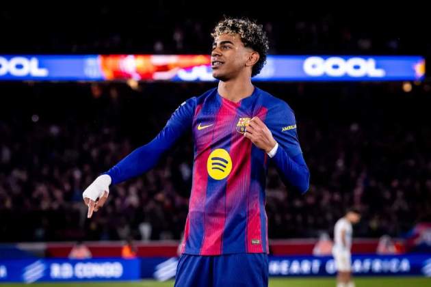Lamine Yamal celebrando un gol del Barça contra el Oviedo / Foto: FC Barcelona