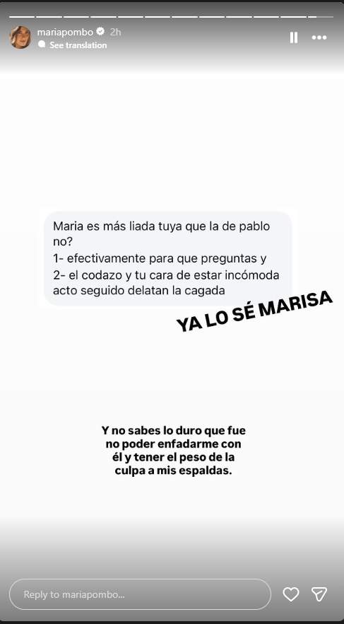 María Pombo sobre su pifia / Instagram