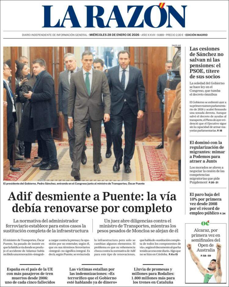 Portada 'LA Razón'