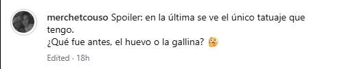 La descripción actual de la foto de Merche donde mostraba el tatuaje Instagram La descripción actual de la foto de Merche donde mostraba el tatuaje Instagram