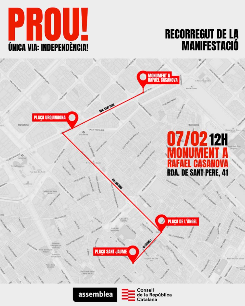 Recorrido de la manifestación de la ANC y el Consejo de la República Recorrido de la manifestación de la ANC y el Consejo de la República