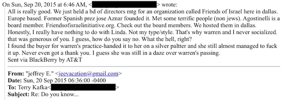 Correu enviat per Jeffrey Epstein en el que apareix el nom de José Maria Aznar Correu enviat per Jeffrey Epstein en el que apareix el nom de José Maria Aznar