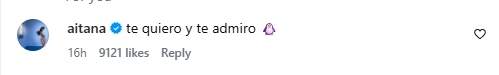 El comentari d'Aitana a la foto de Plex   Instagram