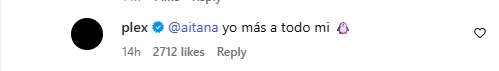 La resposta de Plex al comentari d'Aitana   Instagram