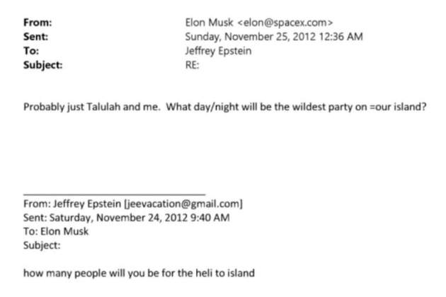 Correus entre Musk i Epstein