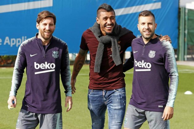 Paulinho entrenamiento Messi Jordi Alba Barça