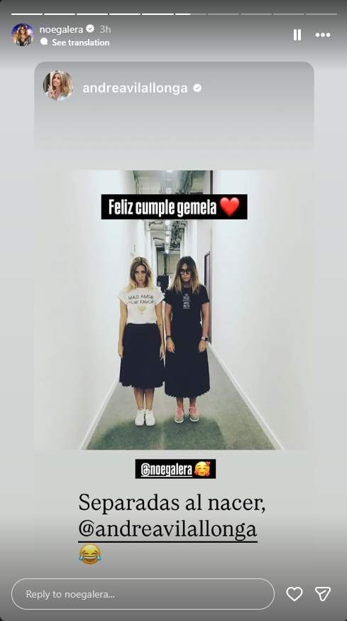 La felicitació d'Andrea Vilallonga a Noemí Galera / Instagram