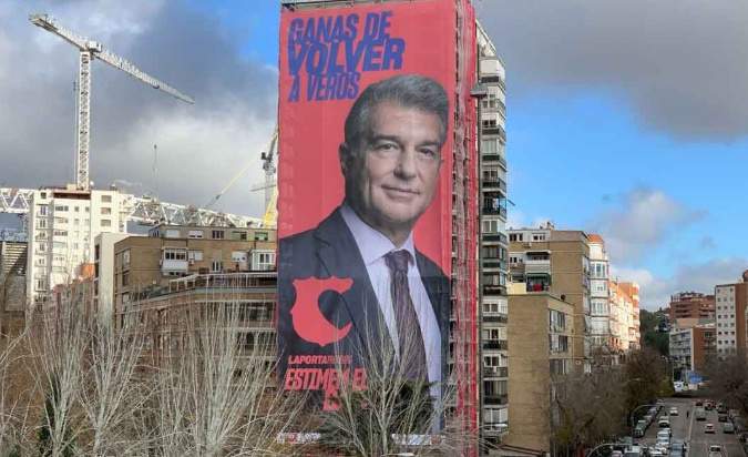 Pancarta de Laporta a Madrid Pancarta de Laporta a Madrid