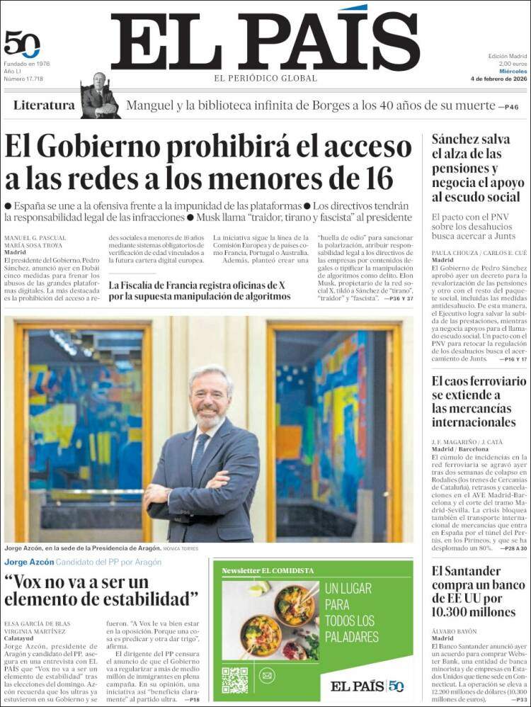 'El Pais', 4 de febrero de 2026