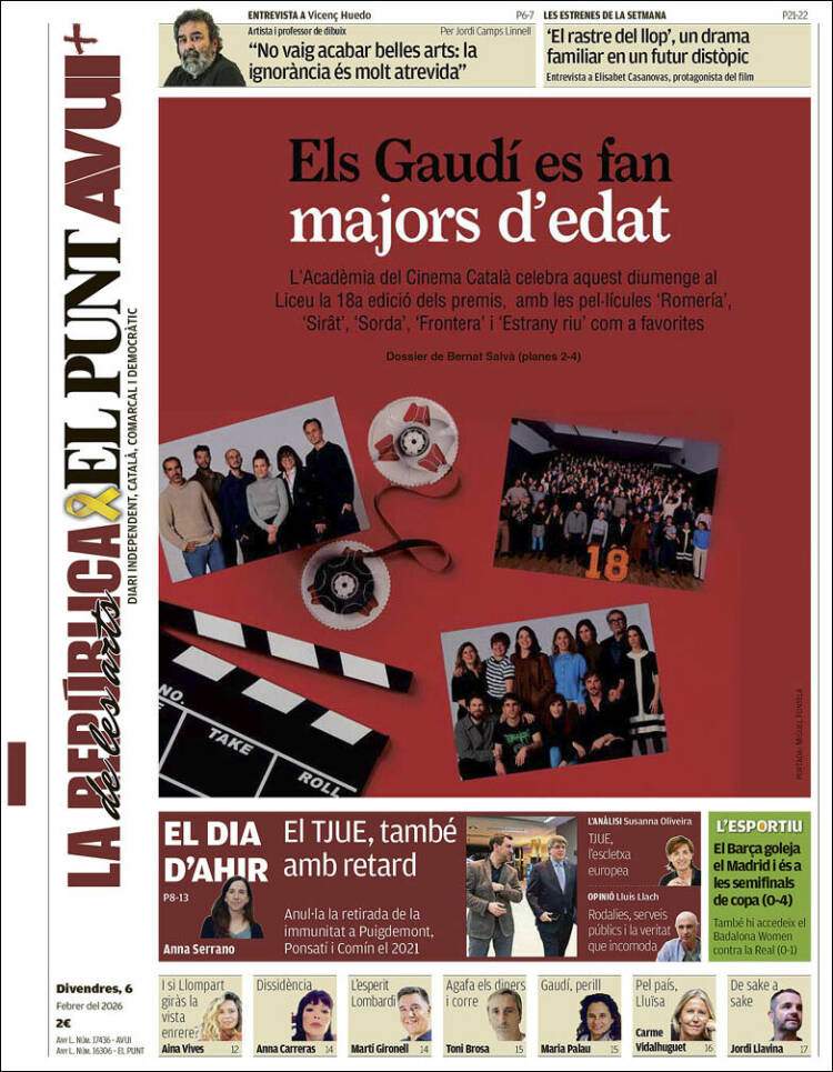 'El Punt Avui', 6 de febrer de 2026