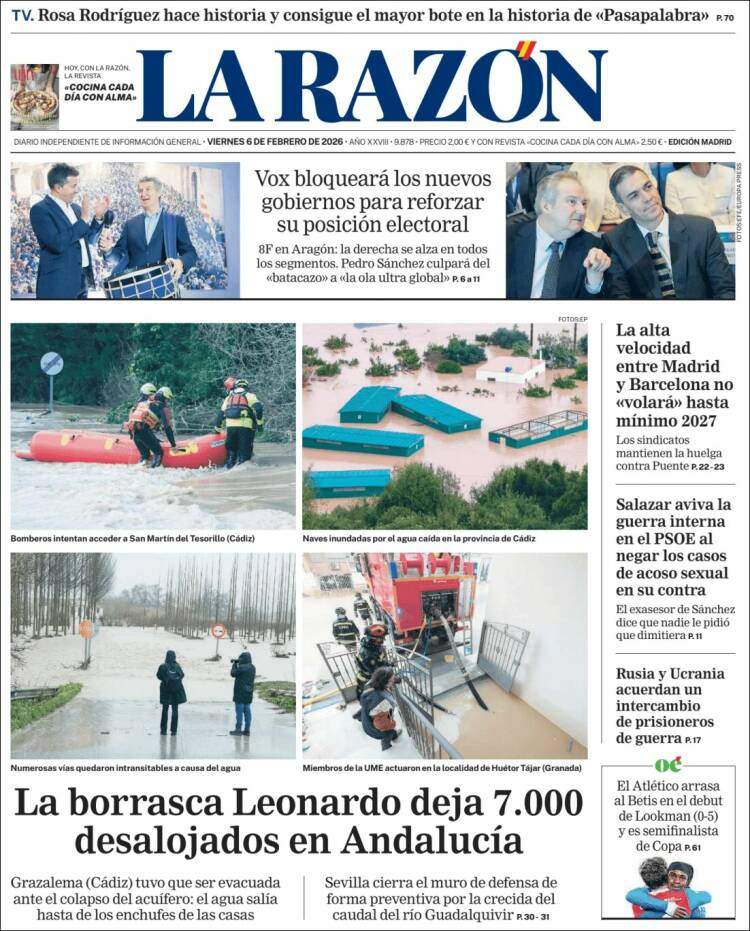 'La Razón', 6 de febrer de 2026
