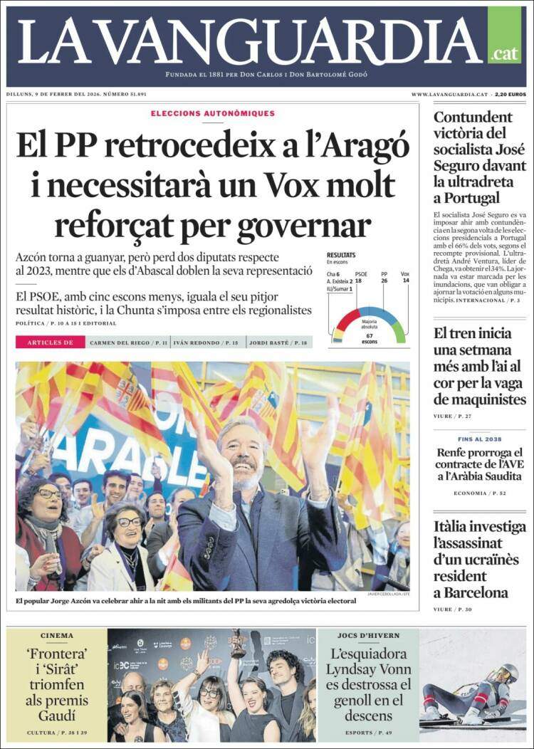 'La Vanguardia', 9 de febrer de 2026
