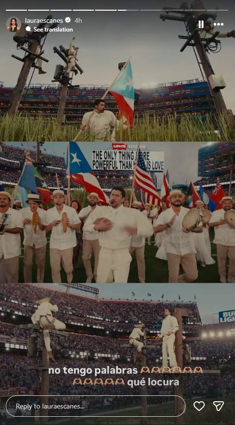 Laura Escanes sobre la actuación de Bad Bunny  / Instagram