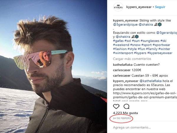Piqué esquiant Kypers Instagram