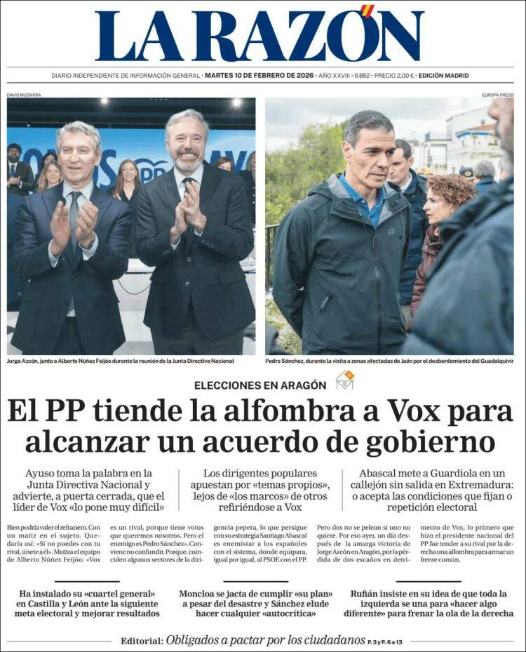 'La Razón', 10 de febrero de 2026