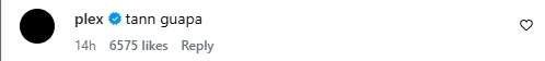 Comentario de Plex a la última publicación de Aitana   Instagram