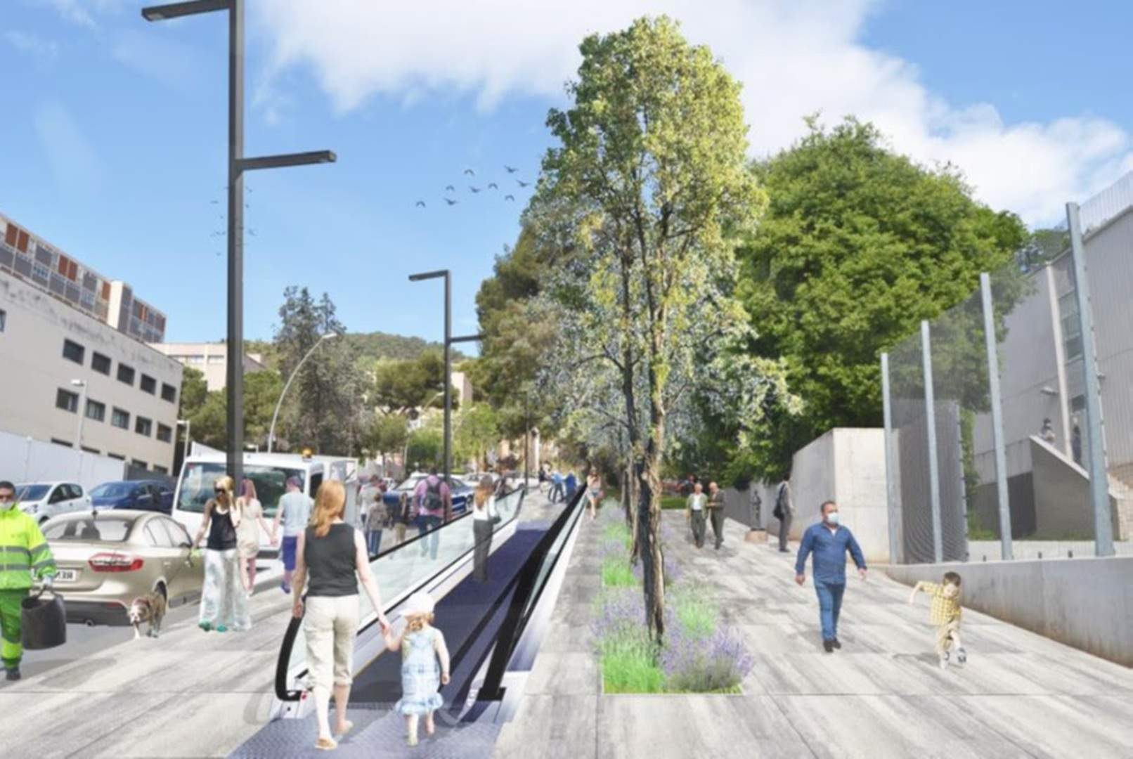 Barcelona instala sus primeras rampas mecánicas en una calle empinada de Montbau