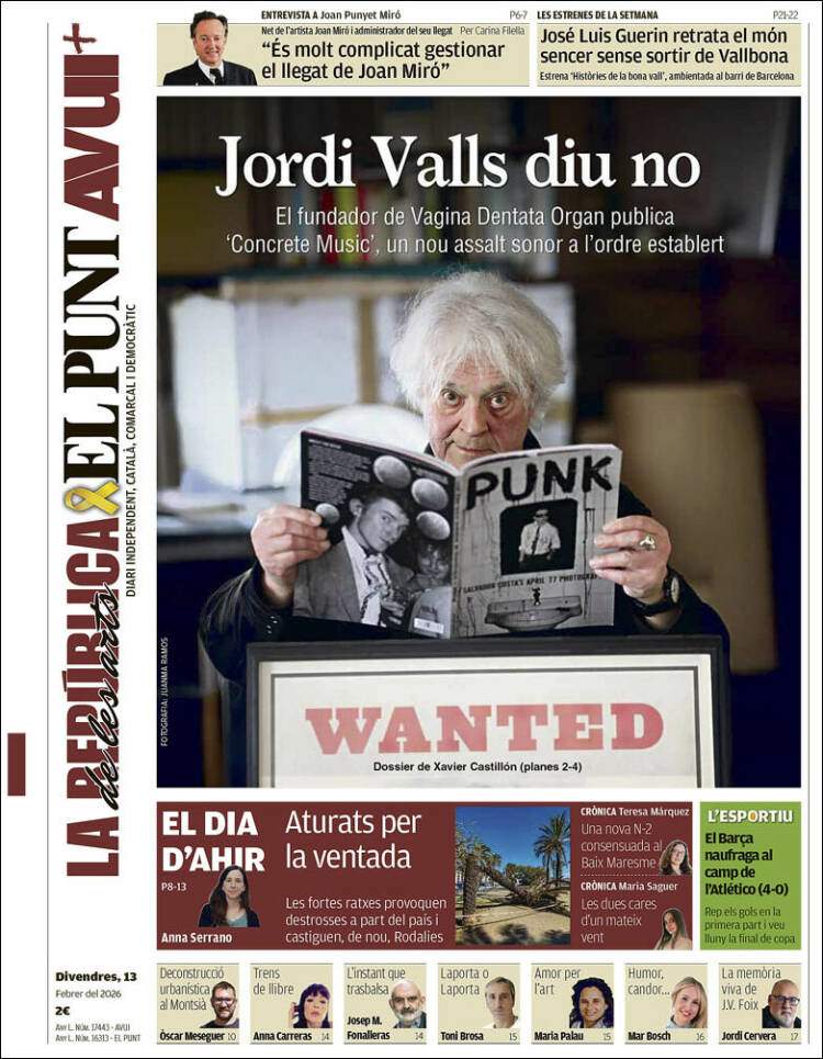 'El Punt Avui', 13 de febrer de 2026