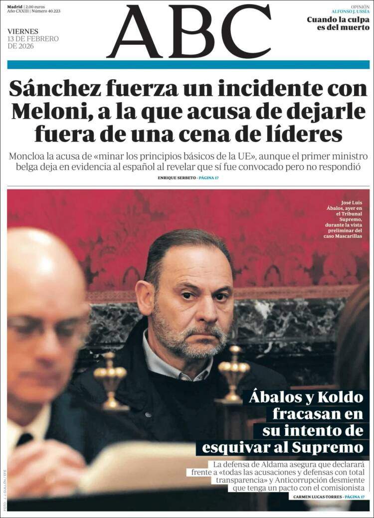 'ABC', 13 de febrero de 2026