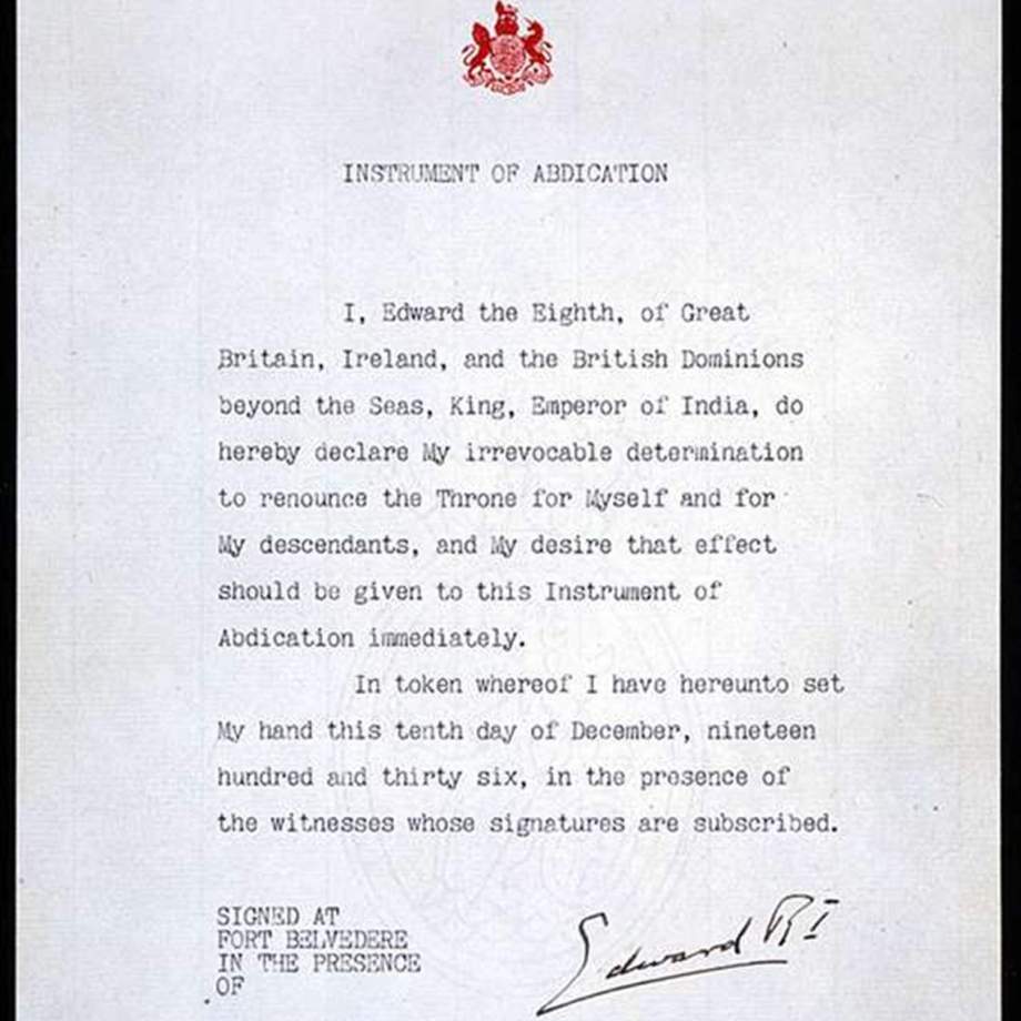 Carta abdicacio Eduard VIII The National Archives