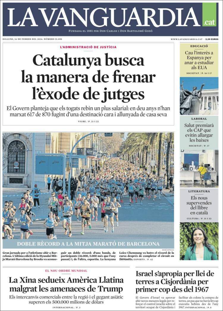 'La Vanguardia', 16 de febrero de 2026