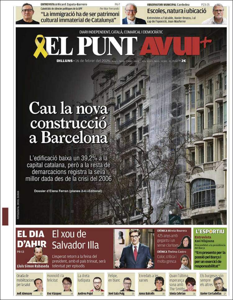 'El Punt Avui', 16 de febrero de 2026