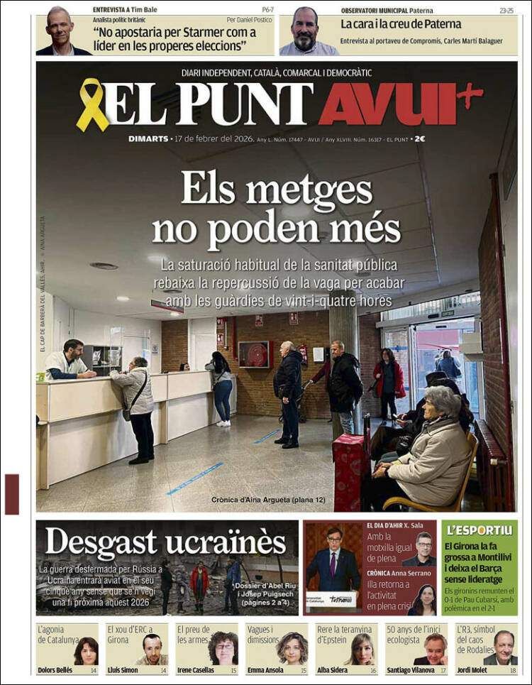 'El Punt Avui', 17 de febrer de 2026