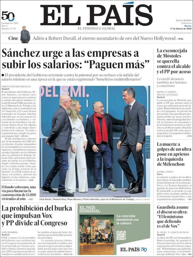 'El País', 17 de febrer de 2026