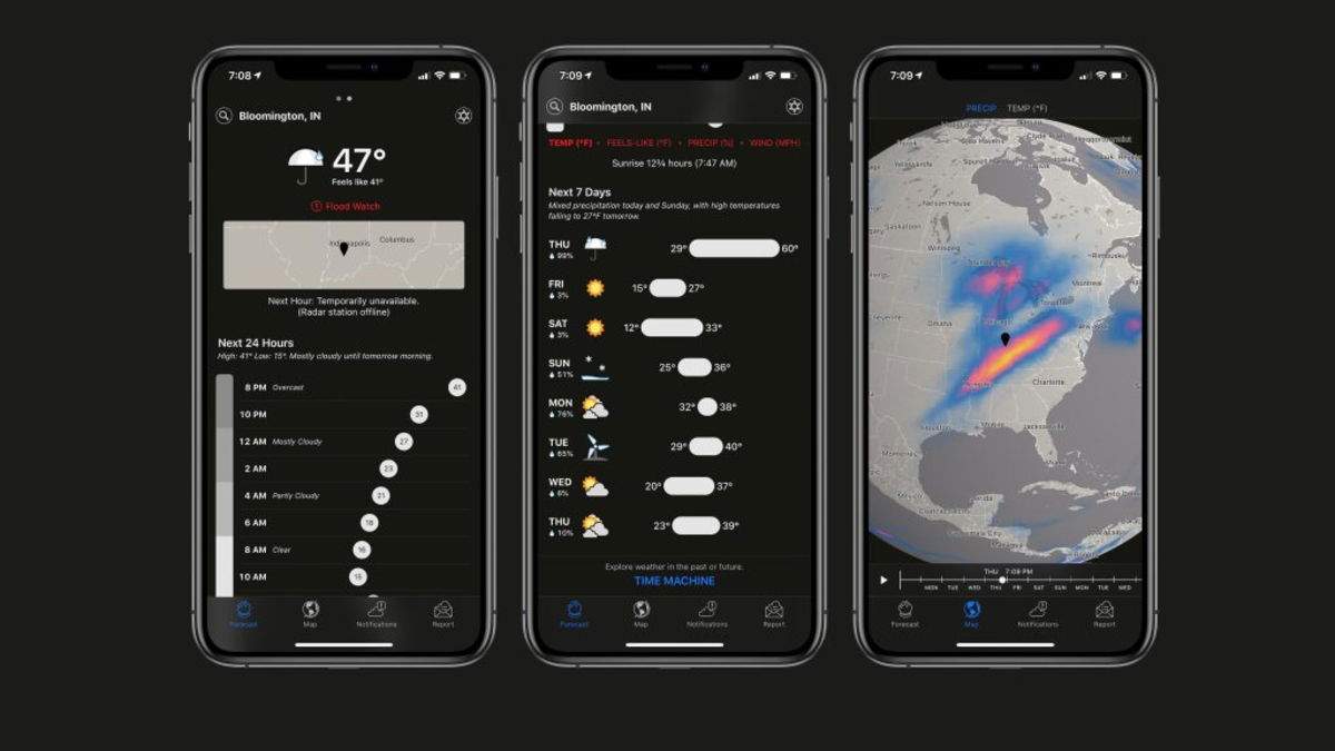 Apple compra l'app del temps Dark Sky, i així és com podria lluir l'app oficial a l'iPhone
