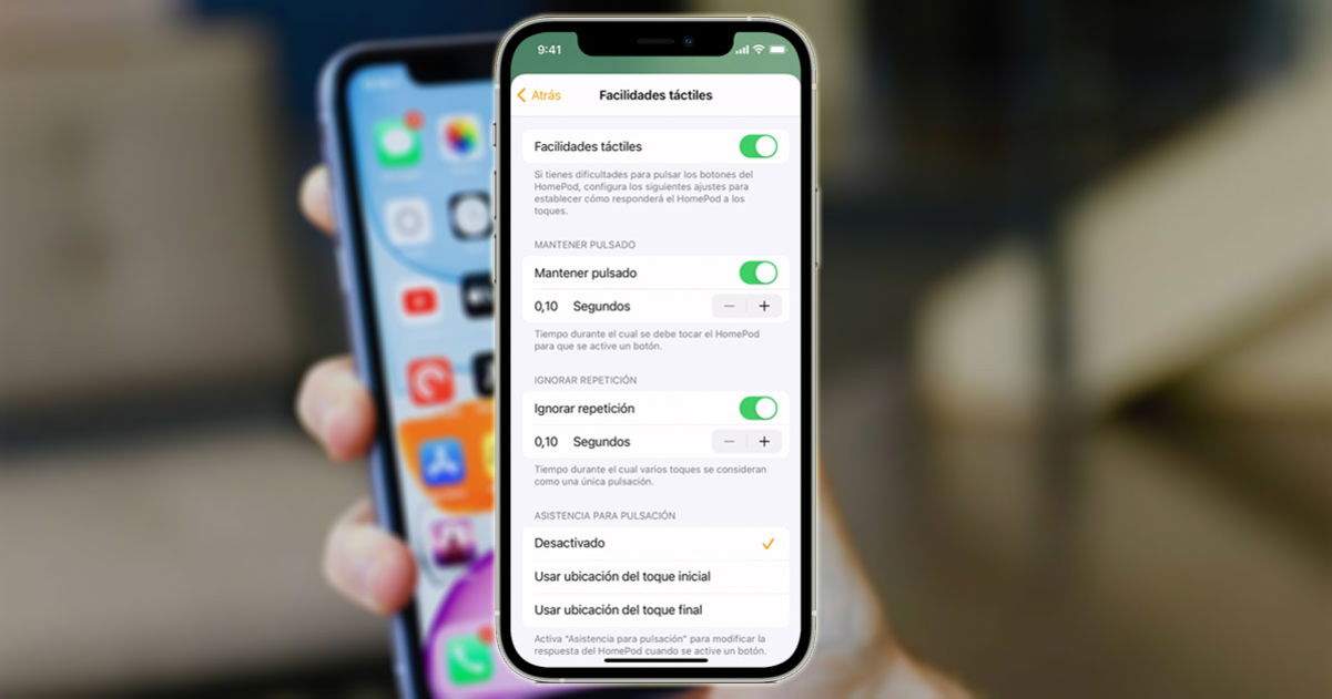 Ajusta la respuesta táctil de tu iPhone para facilitarte su uso